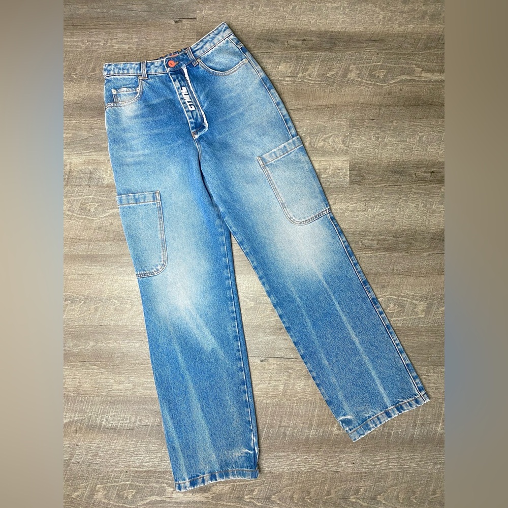 NWOT Heron Preston High-Waist Straight Leg 6-Pocket Medium Wash Denim Jeans - Picture 2 of 13